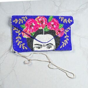 Ricki Designs CA “retired” Beaded Frida Kahlo Clutch